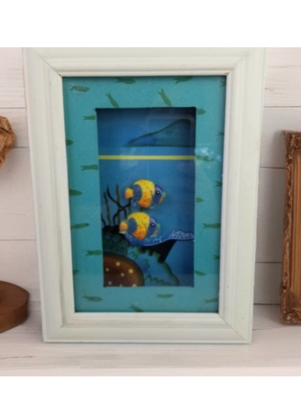 3D resign fish art box wood framed decor